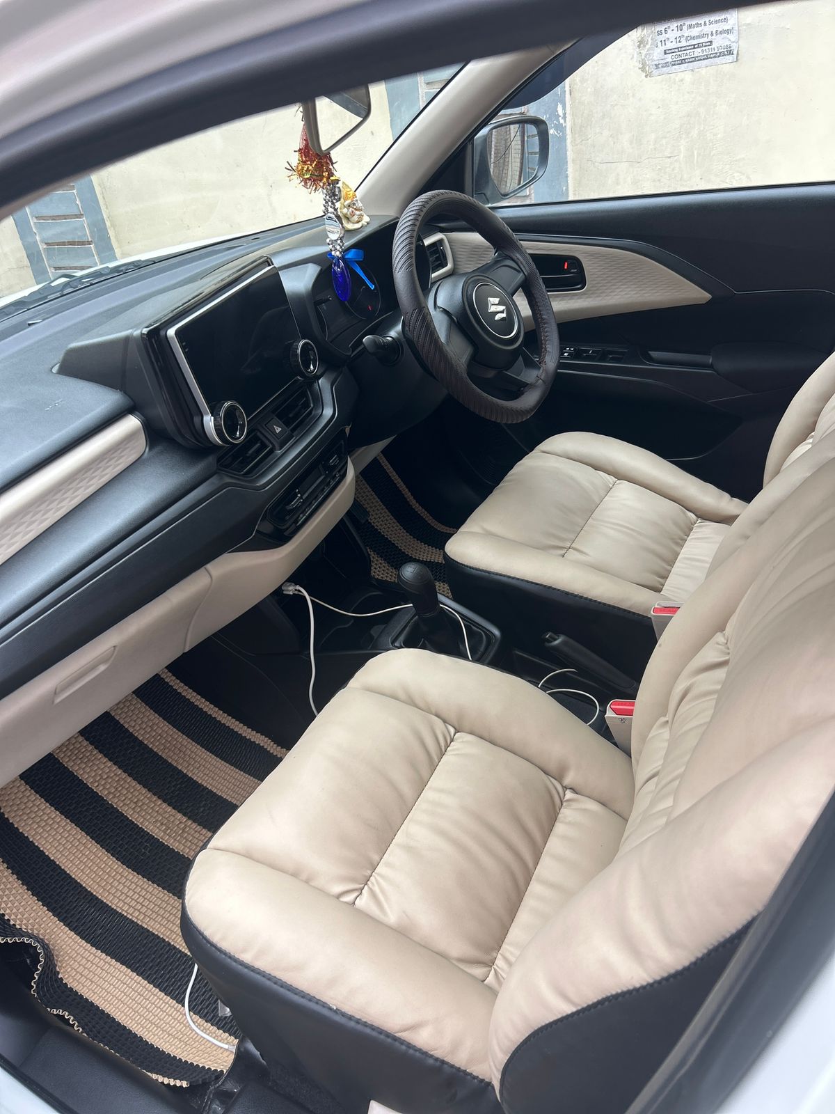 Clean cab interior with driver